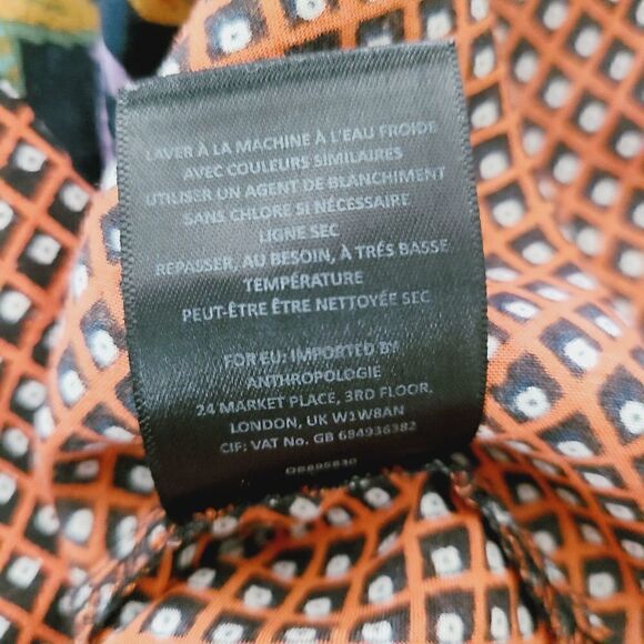 Maeve‎ Anthropologie Blouse 4 Black Multi Floral Tie Button Front V-Neck Top - Picture 8 of 8